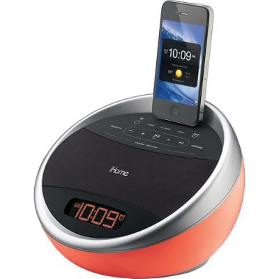 iHome iA17 GlowTunes FM Radio Alarm Clock for 30 Pin iPods