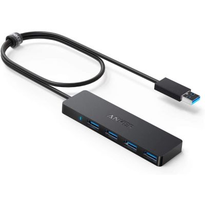 Anker 4-Port USB 3.0 Hub Ultra-Slim Data USB Hub with 2 ft Extended Cable
