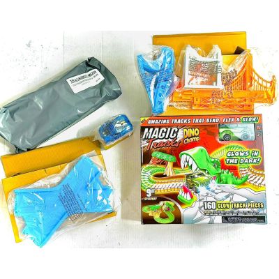 Ontel Magic Tracks Dino Chomp Glow in The Dark Racetrack with 3 Add On Bundle Kit