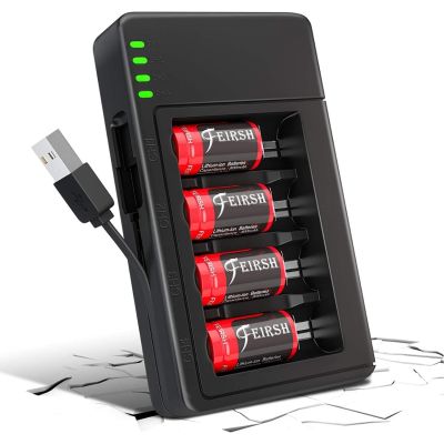 QUICKHELP 3.7V Battery Charger 800mAh Arlo Batteries - 4 Pack CR123A Lithium Batteries