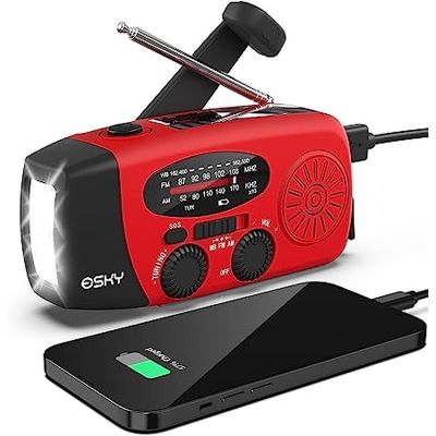 Esky ES-CR01-Emergency Hand Crank Radio with 3 LED Flashlight