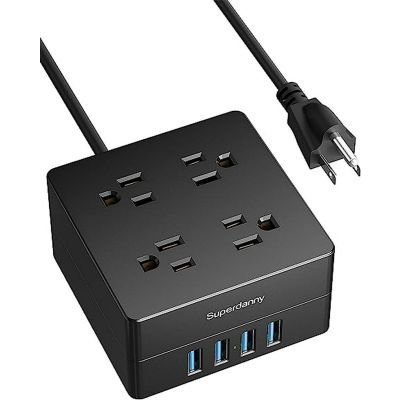 SperdannySUPERDANNY109 Surge Protector 900 Joules- 4-Outlet 4-USB Extension Cord