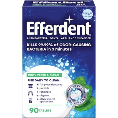 Efferdent Retainer Cleaning Tablets Denture Cleanser for Dental Appliances - 90 CT - Mint 
