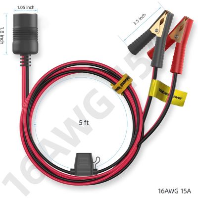 Wolvespower 5FT Plug Socket With Battery Clamps
