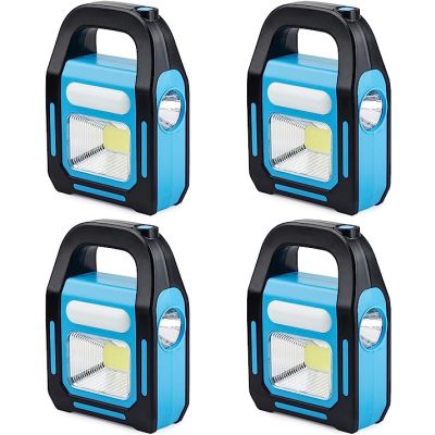 TANSOREN  3 in 1 Solar USB Rechargeable Brightest COB LED Camping Lantern 4 Pack