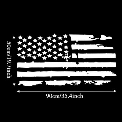 OFFROAD Vertical Distressed American Flag Hood Decal For Pickups Universal