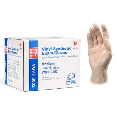 Basic Medical Clear Vinyl Exam Gloves Medium VGPF3002 - 1000CT