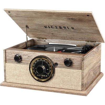 Victrola 4-in-1 Cambridge Farmhouse Modern Bluetooth Turntable with FM Radio