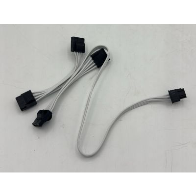 White Sleeved 12VHPWR 16-pin to 3x 8-pin PCIe 5.0 GPU Power Extension Cable