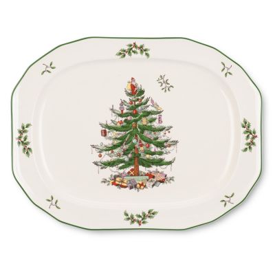 Spode Christmas Tree Sculpted Oval Platter 14 Inches