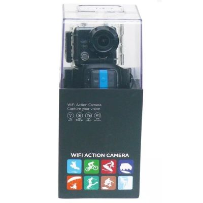 Diamond Portable Action HD Waterproof Camera with Watch Controller - Black