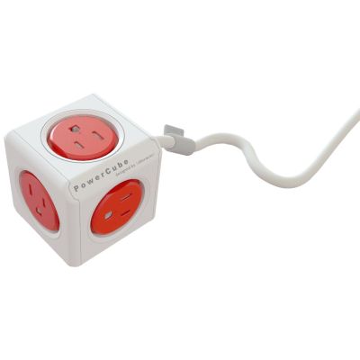 Allocacoc PCB4300 PowerCube 5ft Extended Powerstrip - Red