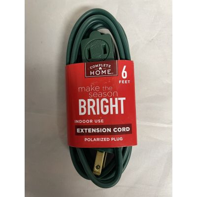 Complete Home W10950-0621-L Make the Season Bright Polarized Extension Cord 6 Feet With 3 Outlets Indoor