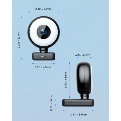 WEMISS 1080P Webcam with Ring Light- Autofocus Streaming Webcam