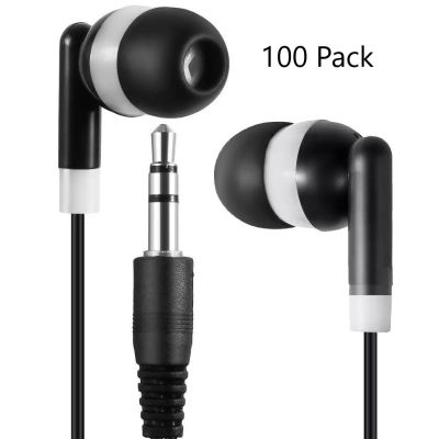 Wholesale Bulk Earbuds Headphones - 100 Pack - Black/White