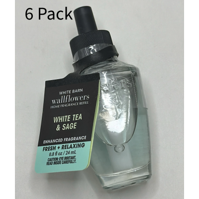 Bath & Body Works White Barn White Tea + Sage Wallflowers Fragrance Refill - 6 Pack