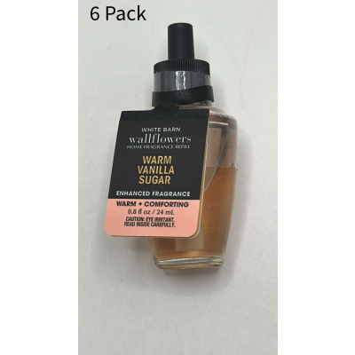 Bath & Body Works White Barn WARM VANILLA SUGAR Wallflowers Fragrance Refill - 6 Pack