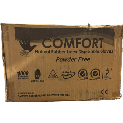 Comfort Powder Free Natural Latex Extra Large Gloves Nitrile Exam Gloves - 1000CT 