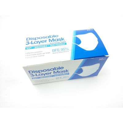 50-Pack Box Blue Disposable Face Masks with Earloop, 3 Layers