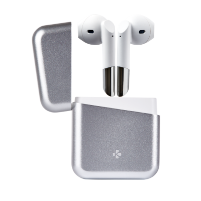 ZeBuds - TWS Wireless Earbuds with Charging Case – White/Silver