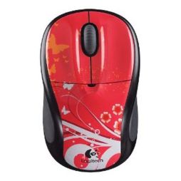 Logitech V220 Cordless Wireless Notebook Mouse Butterfly Red 910-001468