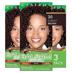 Clairol Balsam Permanent Hair Dye 20 Darkest Brown - 3 Pack