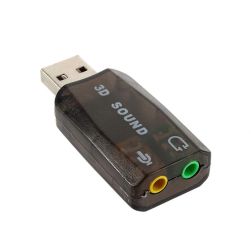 External 3D Sound Card USB to 3.5mm Audio Adapter - Black