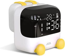 Kids Alarm Clock Digital Alarm Clock with LED Night Light Lamp (Yellow)