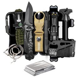 TRSCIND Compact 11-in-1 Survival Gear Kits with Paracord Bracelet - Survival Kit