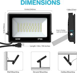 50W LED Flood Light Outdoor/LED Work Lights IP66 Waterproof Exterior Floodlight