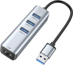 ABLEWE 3-Port USB 3.0 Hub with RJ45 10/100/1000 Gigabit Ethernet Adapter