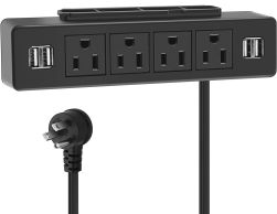 Under Desk Power Strip- with USB-Black