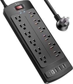 Tcstei PS953 Surge Protector with 12 Outlets and 4 USB Ports