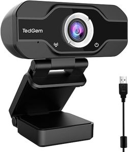 TedGem CE0140-01 1080P Full HD Webcam USB Desktop & Laptop Webcam Live Streaming Webcam with Microphone Widescreen HD Video Webcam