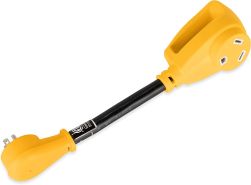 Camco 15-30RV Heavy-Duty Electrical Dogbone Adapter with PowerGrip Handle
