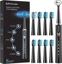 PHYLIAN Sonic Electric Toothbrush for Adults -HH06015-BLK