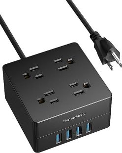 SperdannySUPERDANNY109 Surge Protector 900 Joules- 4-Outlet 4-USB Extension Cord