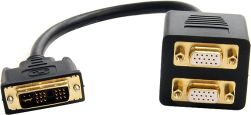 StarTech.com 1 ft / 30cm DVI to Dual VGA Y Splitter Cable - DVI-I Analog to Dual VGA/ 1x DVI-I (M)/2x VGA (F) (DVISPL1VV)-Black
