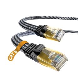 DanYee Cat 8 Ethernet Cable Nylon Braided 33ft High Speed Professional Gold Plated Plug
