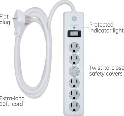 GE 14092 6-Outlet Surge Protector- White