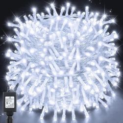 Ollny LEDW800V- 800 LED 262ft Cool White String Lights (Clear Cable-Plug in-8 Modes-IP44 Waterproof)(No remote)