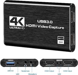 Rybozen V316B 4K Audio Video Capture Card-USB 3.0 HDMI Video Capture Device