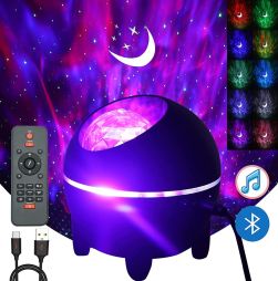 HeKation Galaxy Star Projector Moon Light Water Wave Lights with Music