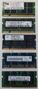 Assorted Major Brand 1GB SODIMM DDR2 PC2-5300 Laptop Memory
