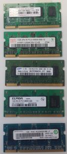 Assorted Major Brand 1GB SODIMM DDR2 PC2-6400 Laptop Memory