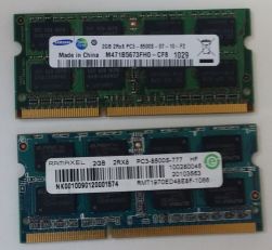 Assorted Major Brand 2GB SODIMM DDR3 PC3-8500 Laptop Memory