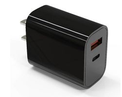 Fast Dual Port USB-C Wall Plug-in USB Charger 20W Power
