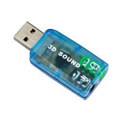 External 3D Sound Card USB to 3.5mm Audio Adapter - Blue