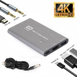  MadHornets E201-B070-GRY- 4K HD Video Capture Card USB 3.0 Game Recorder