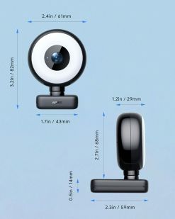 WEMISS 1080P Webcam with Ring Light- Autofocus Streaming Webcam